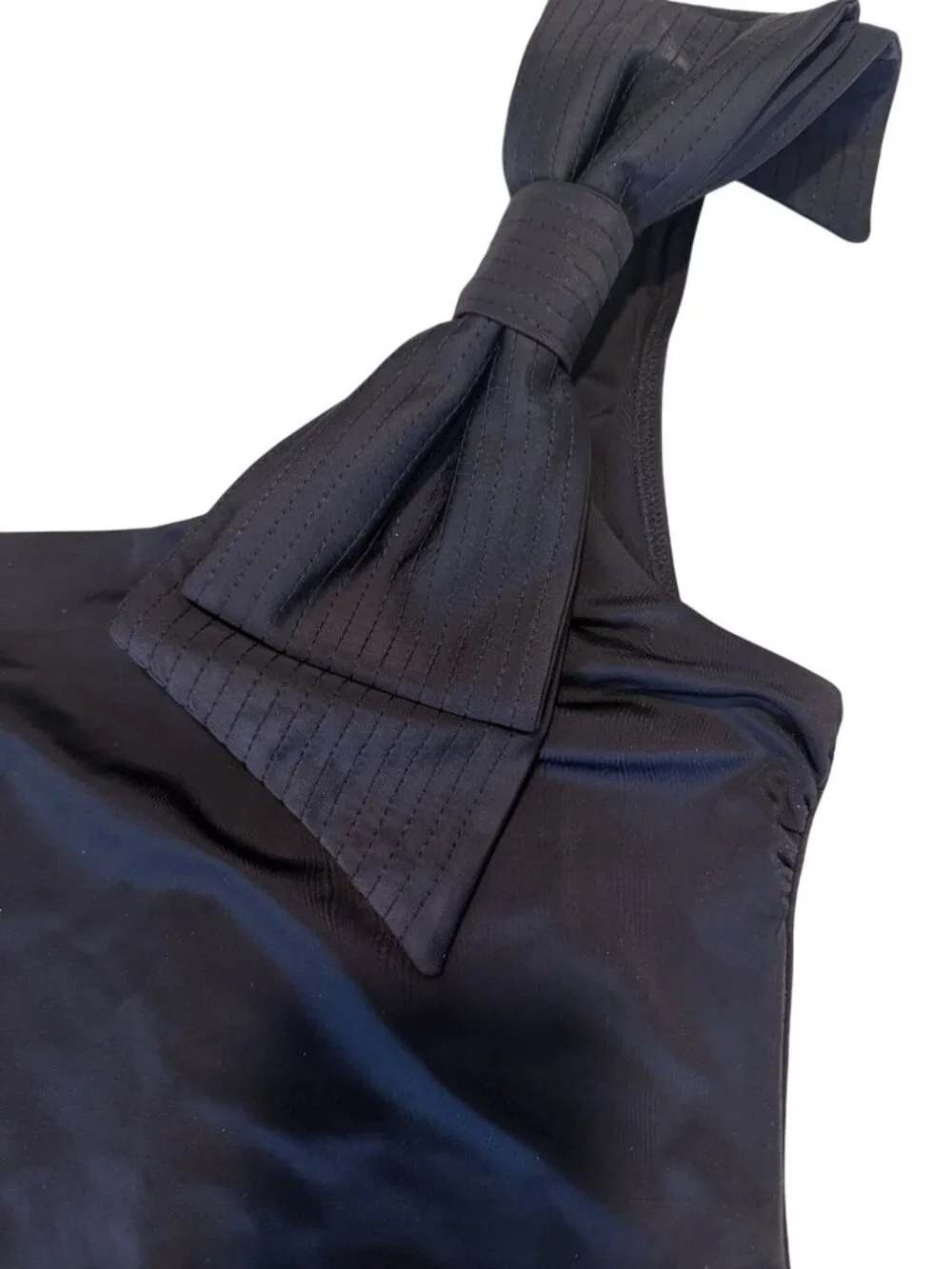 Cleobella Inga Black Bow Detail One Shoulder One Piece Bathing Suit Size Medium